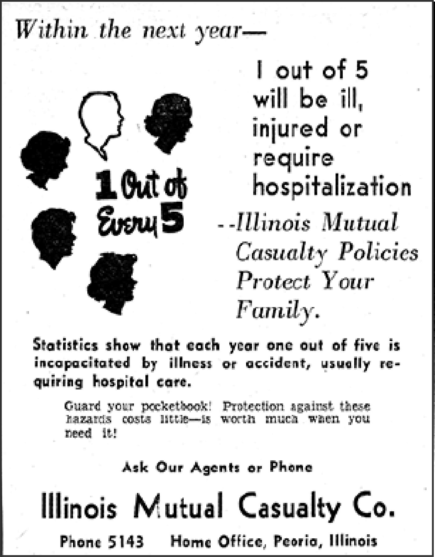 Advertisement for Disability Income Insurance offered by Illinois Mutual Casualty Company.