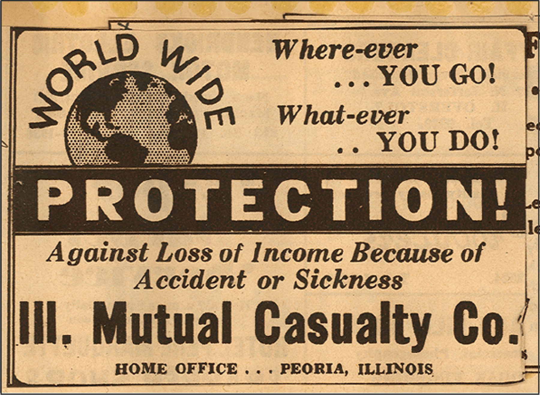 Advertisement for Disability Income Insurance offered by Illinois Mutual Casualty Company.