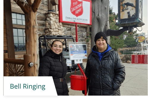 Illinois Mutual employees ringing bells for the Salvation Army