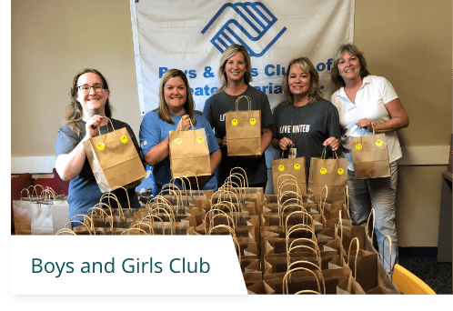 Boys-Girls-Club Illinois Mutual employees at the Boys and Girls Club of Greater Peoria