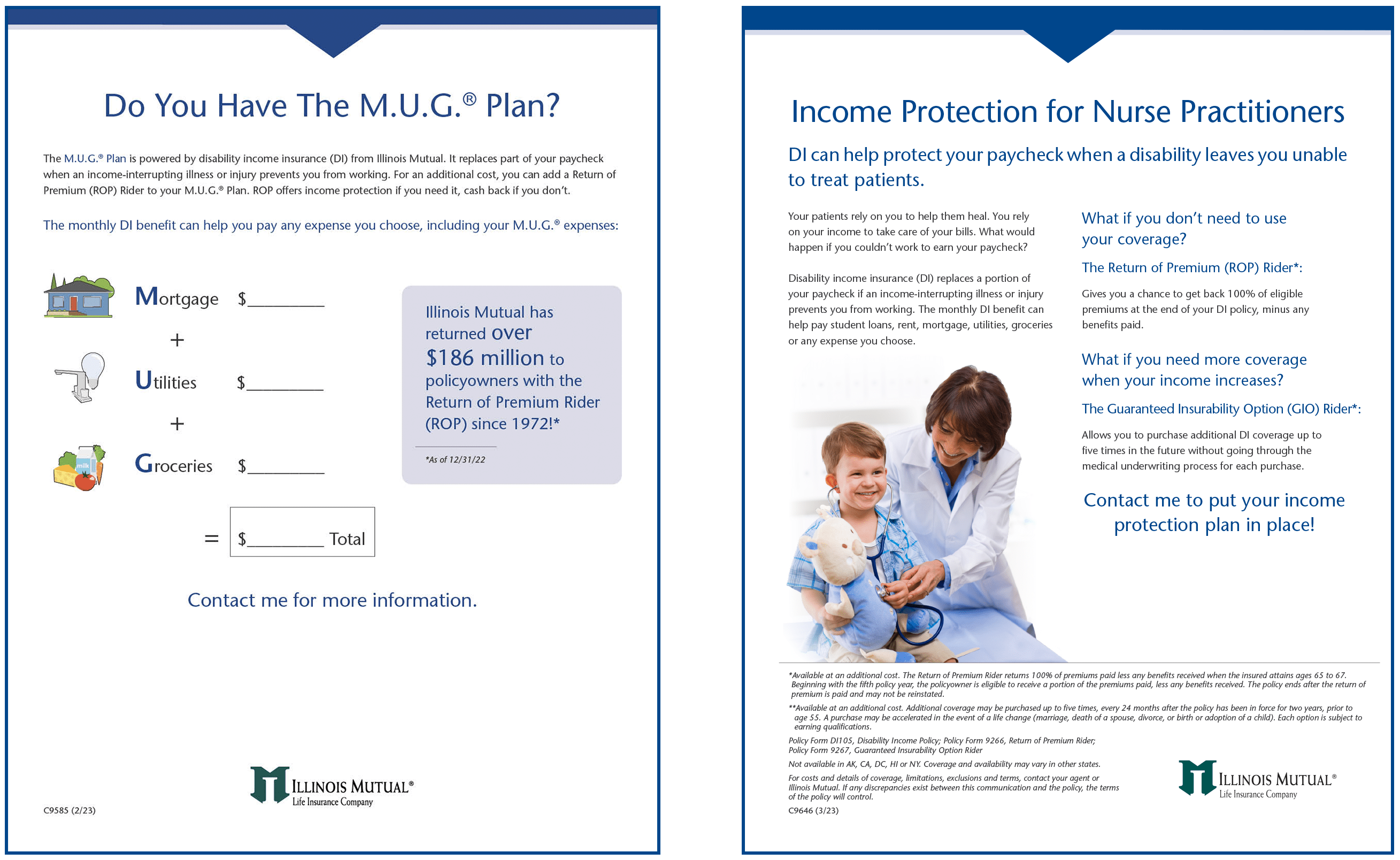 M.U.G. Plan and Income Protection for Nurse Practitioners flyer thumbnails