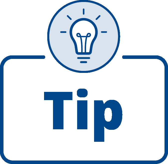 Lightbulb icon that says TIP