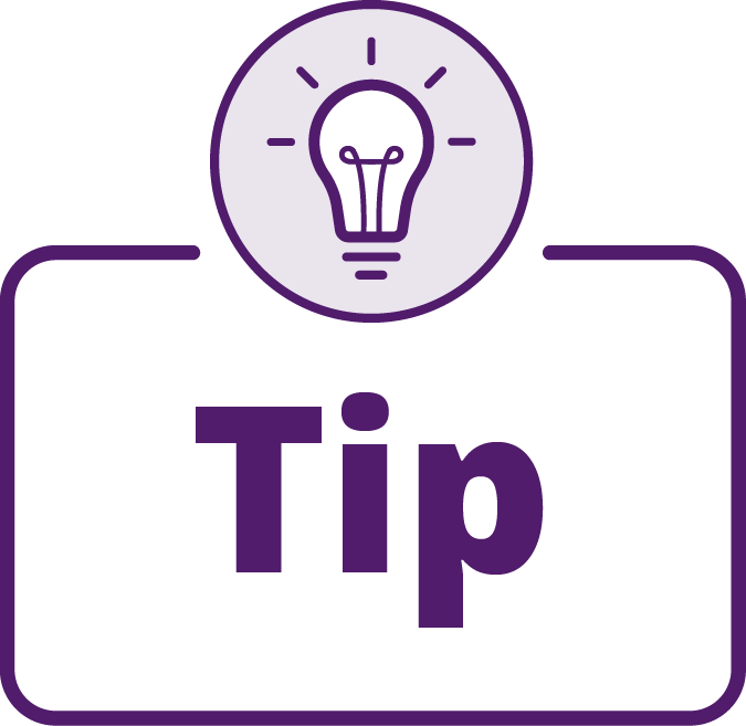 Lightbulb icon that says TIP
