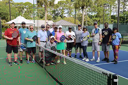 large group photo of pickleball players