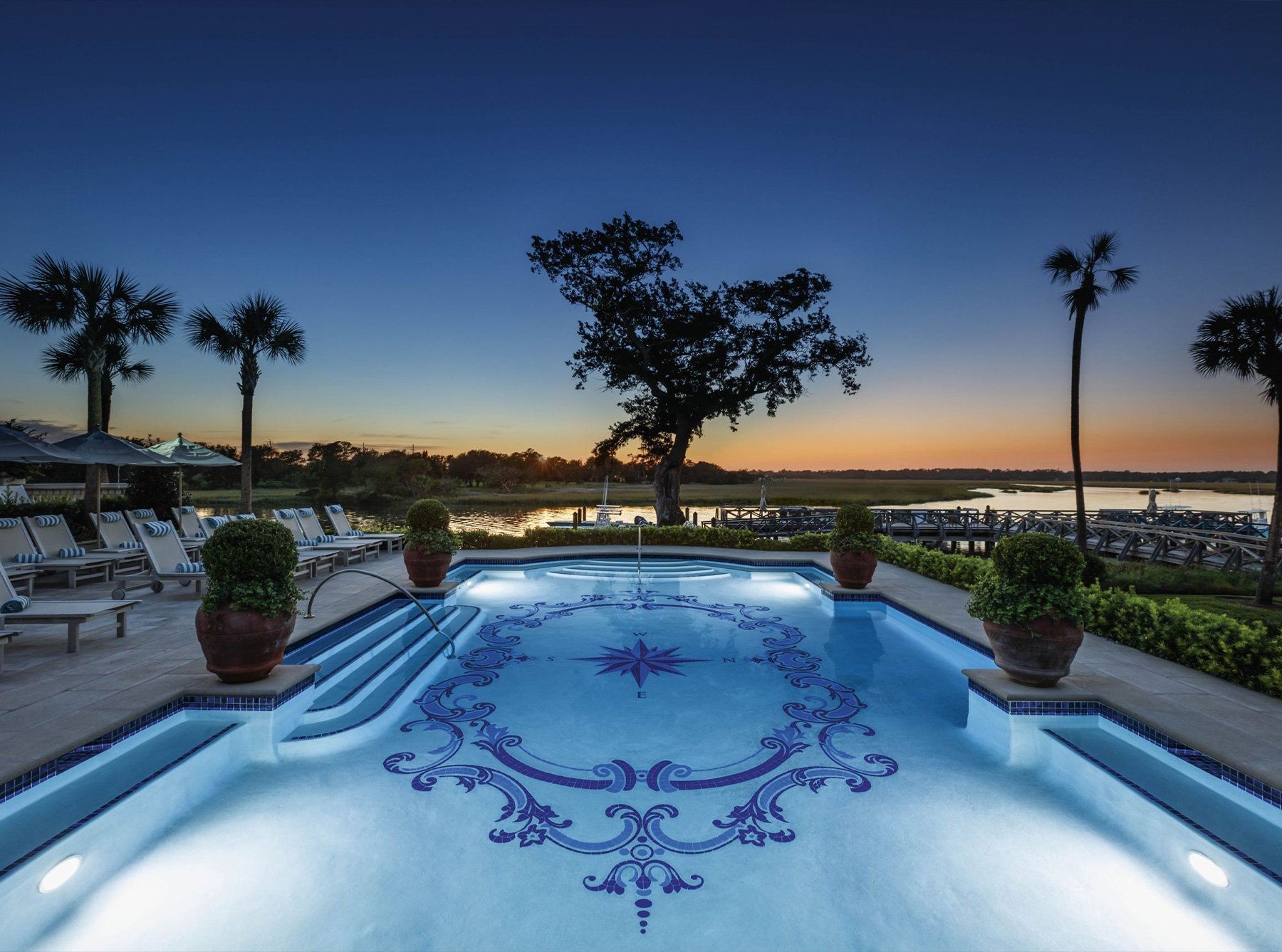 outdoor pool at sunset photo from sea island resort