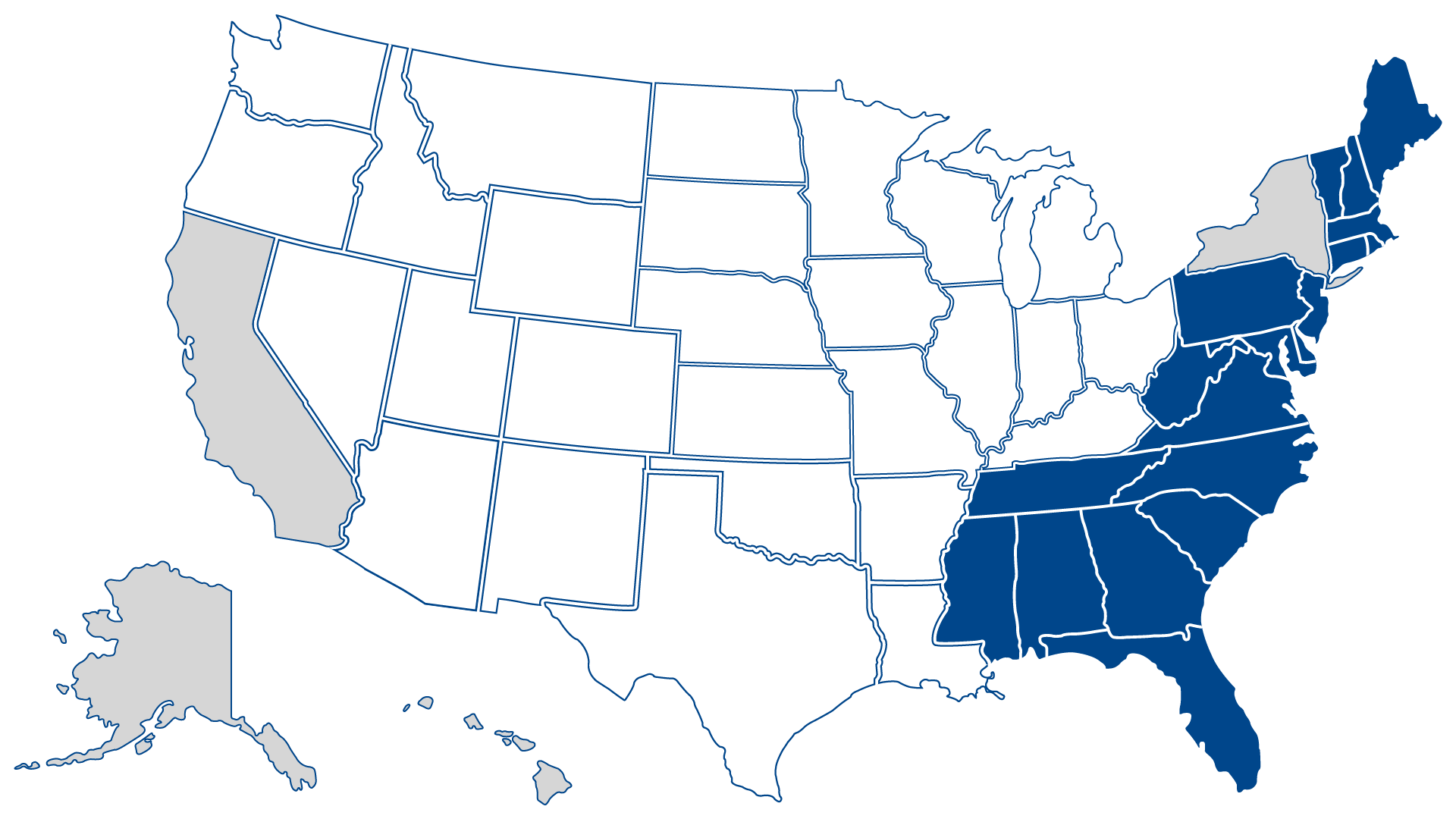 blue graphic of the United States Eastern region