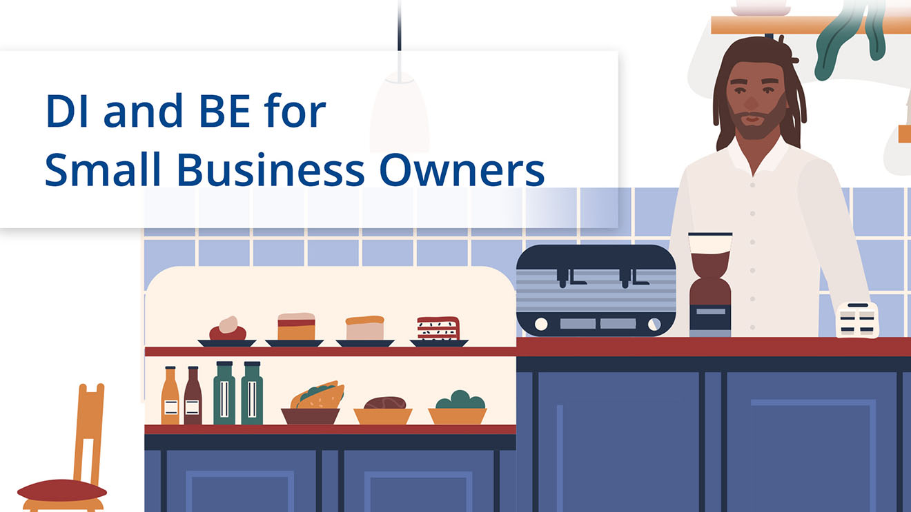 Illustrated thumbnail of DI and BE Insurance for Small Business Owners video.