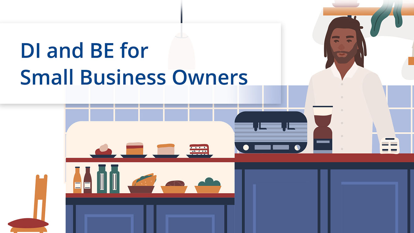 Illustrated thumbnail of DI and BE Insurance for Small Business Owners video.