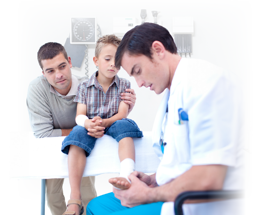 doctor young boy and father with doctor