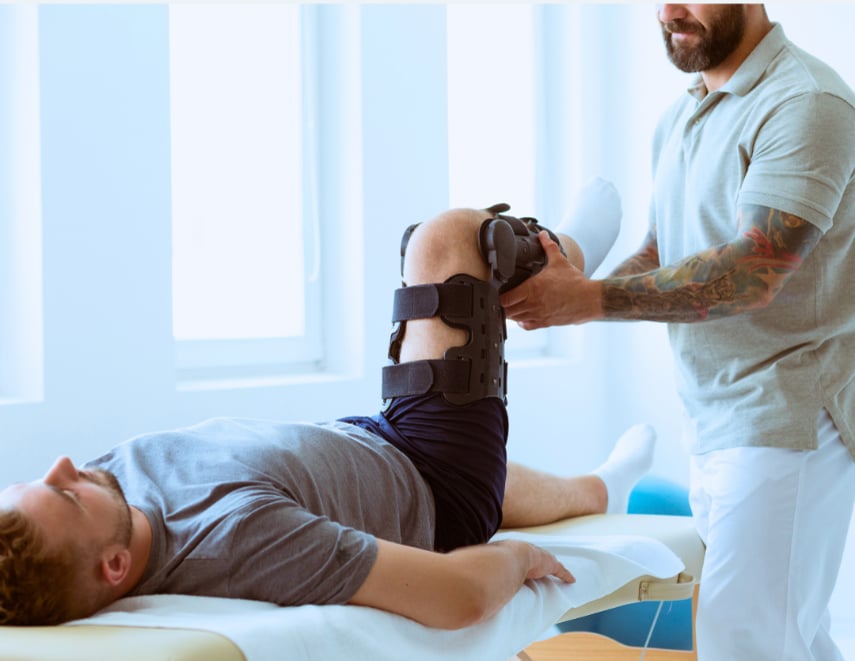 photo of physical rehab on someone's knee