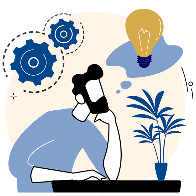 Asset 1 illustrated graphic of a man thinking at his desk