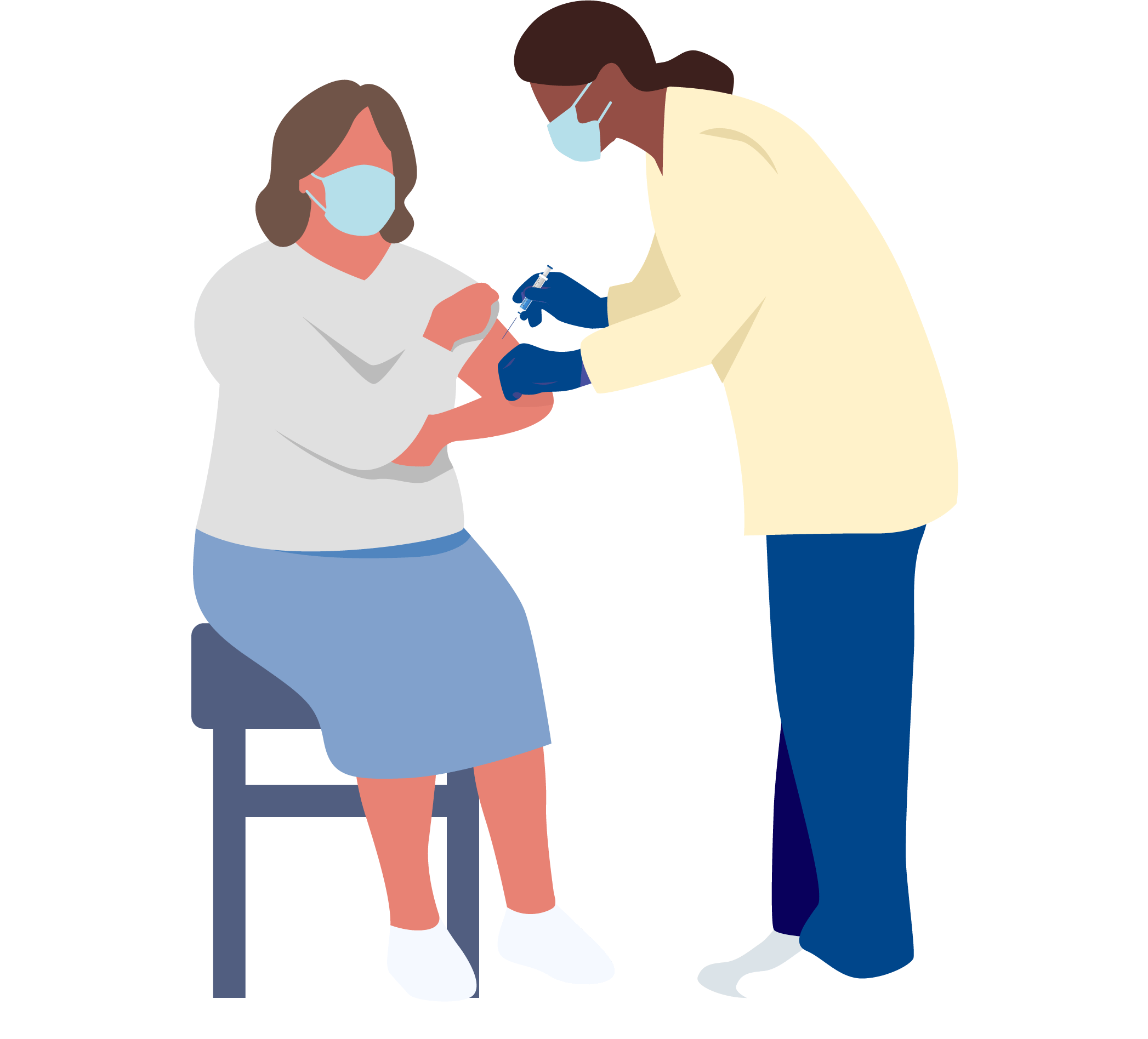 illustrated graphic of a nurse with a patient