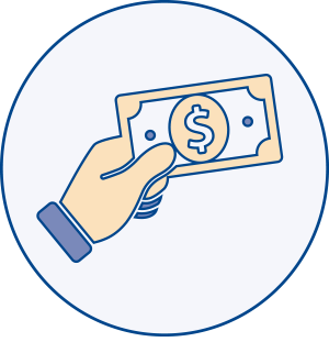 illustrated icon of a hand with cash