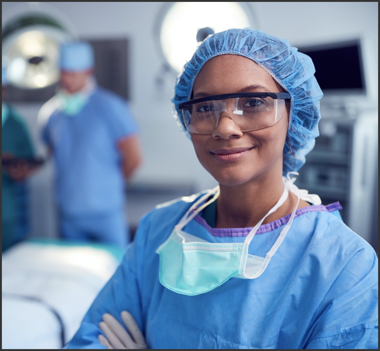 photo of a nurse in scrubs