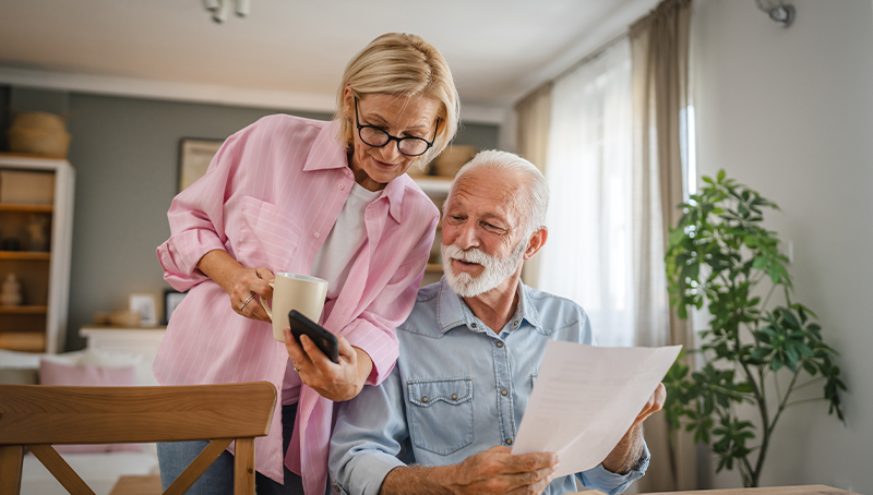 woman looking over her finances