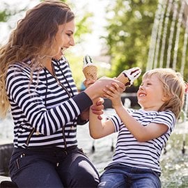 mother and daughter with ice cream