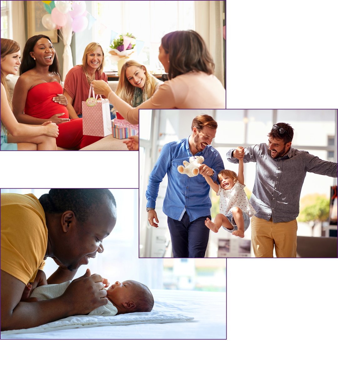 starting-a-family collage of photos depicting the Starting a Family person