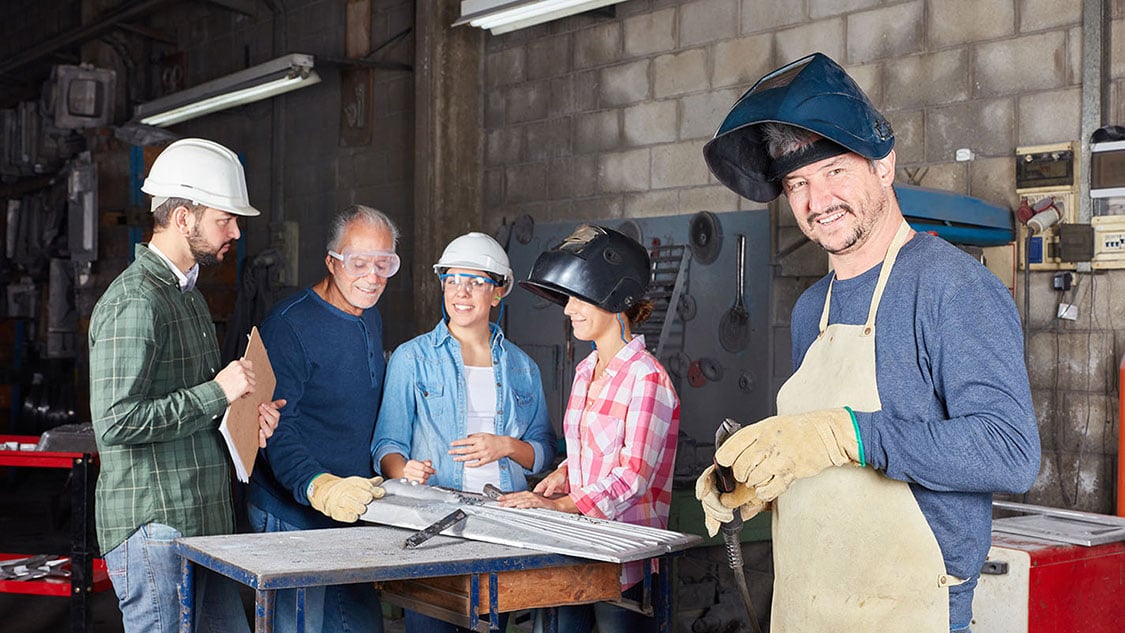 Selling-WS blue collar workers interacting together