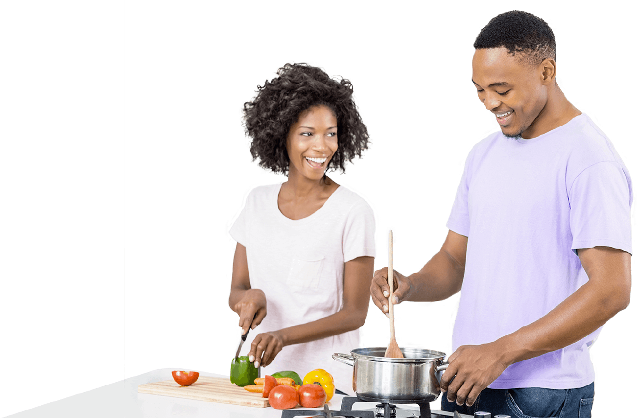 couple in the kitchen cooking