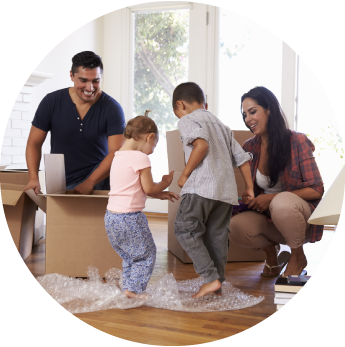 image of a family packing up belongings