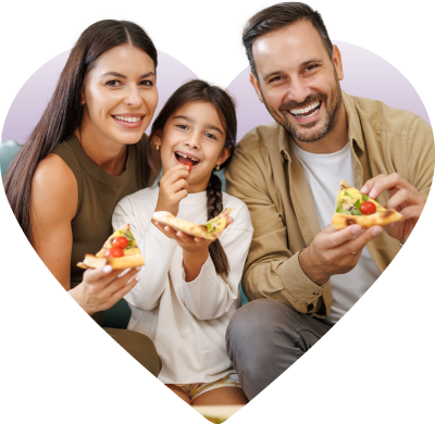 a family framed in a heart